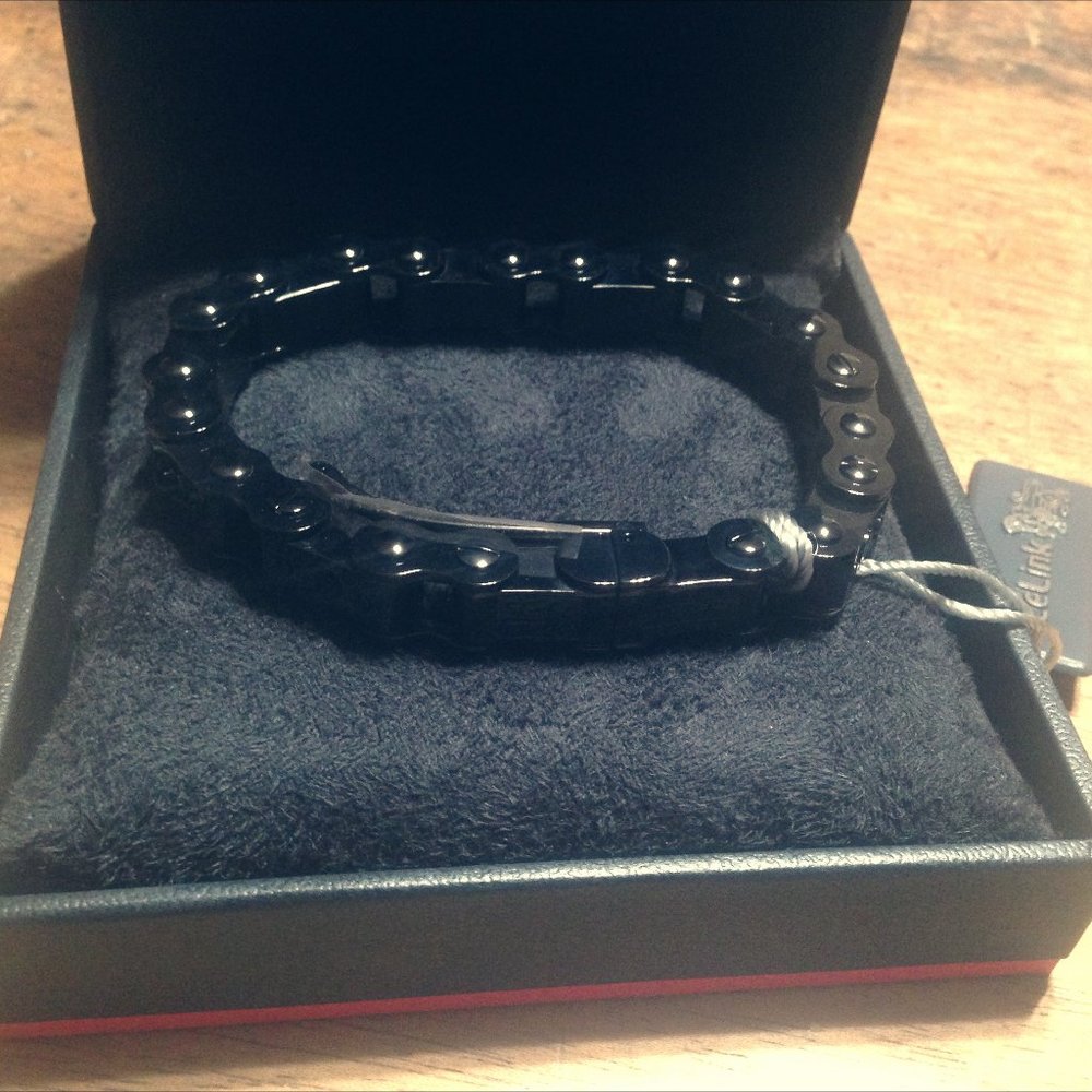 IceLink Thick Black PVD Bicycle Chain bracelet.